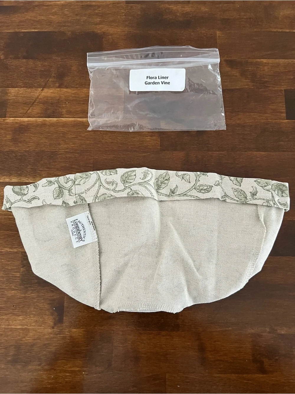 Longaberger Garden Vine Fabric Basket Liner for the Flora Basket